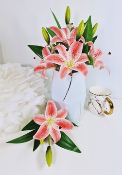 LILIA SYLIKONOWA GAŁĄZKA x1 37 cm kwiat LILA