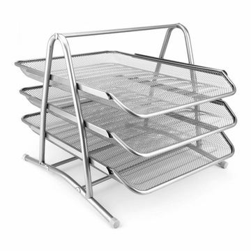 Zestaw 3 szuflad metalowych siatka srebrny Organizer Szufladki na biurko