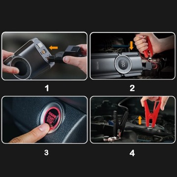 URZĄDZENIE ROZRUCHOWE BOOSTER POWERBANK KOMPRESOR JUMP STARTER 12V 2500A