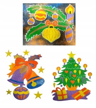 Картины из песка РОЖДЕСТВЕНСКАЯ роспись песком