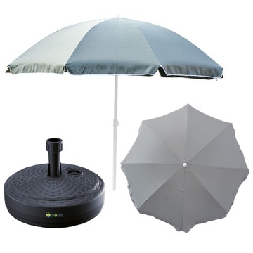 Parasol ogrodowy 240cm z podstawą okrągły zestaw
