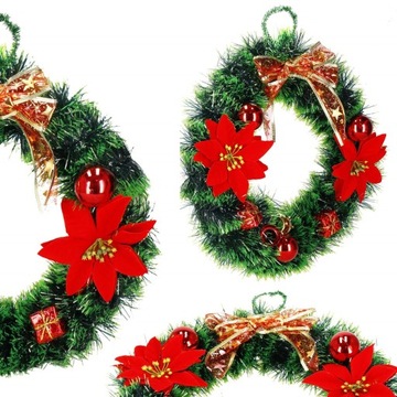 РОЖДЕСТВЕНСКИЙ ВЕНОК, ДВЕРНОЙ ВЕНОК КРЕМ, 35см, БОЛЬШОЙ