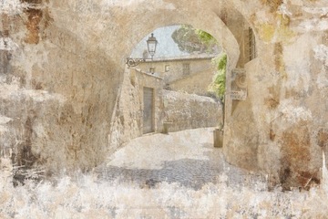 Fototapeta włoska uliczka Fototapety uliczki TUNEL 150 x 100 kamienny łuk