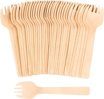 Widelczyki drewniane Widelce MINI do deserów przekąsek BIO 10,5cm 100szt