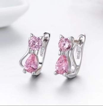 СЕРЕБРЯНЫЕ СЕРЬГИ 925 ПРОБЫ ДЛЯ ДЕВОЧКИ-КОШКИ