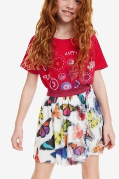 DESIGUAL ŚMIETANKOWA SPÓDNICA MOTYLE (7-8L)