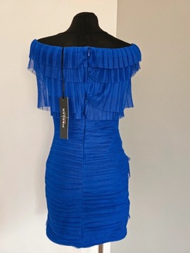Morgan sukienka mini niebieska tiulowa bandażowa 36