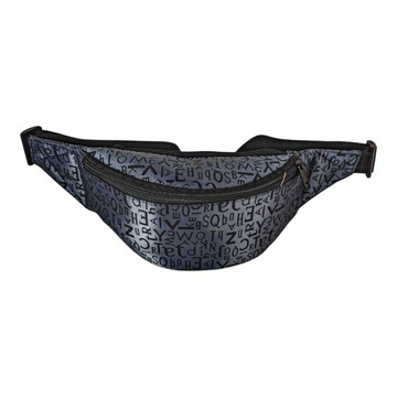 SASZETKA NERKA MAŁA DZIECIECA PIENIĄDZE PASEK GRAFIT Z LITERKAMI