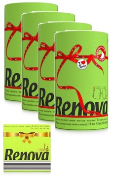 4x Zielony Ręcznik Papierowy Renova +serwetki