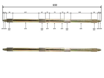 OŚKA OŚ TYŁ TYLNA ATV 125 110 150 650 mm