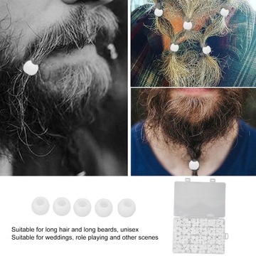 240 шт. Белые пластиковые бусины для бороды.