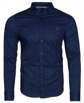 MĘSKA KOSZULA TOMMY HILFIGER GŁADKA SLIM GRANATOWY r. L