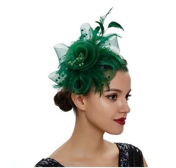 TOCZEK DAMSKI WESELNY ZIELONY FASCYNATOR OPASKA 806