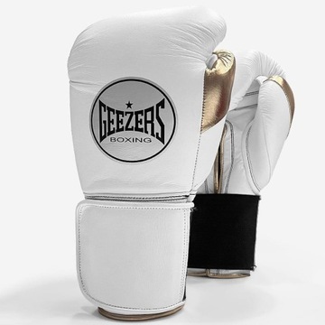 Rękawice bokserskie GEEZERS Halo (white/gold) [Waga 16 oz]