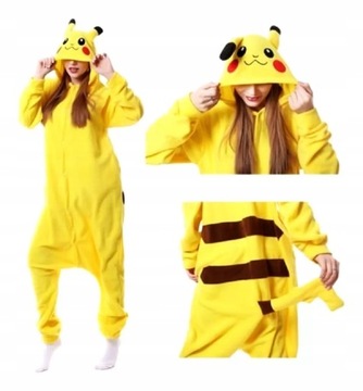 PIŻAMA PIKACHU ONESIE DRES KIGURUMI KOMBINEZON - S