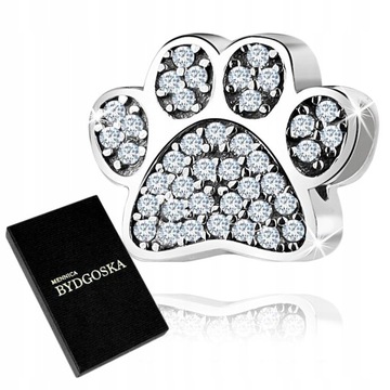 ZAWIESZKA SREBRNA CHARMS PIES ŁAPKA KORALIK BEADS