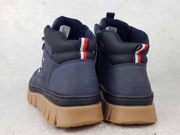 TOMMY HILFIGER TRAPERY KOZAKI BUTY WORKERY GRANAT