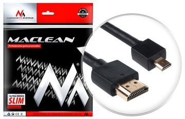 Przewód Kabel HDMI-microHDMI SLIM v1.4 3D GOLD 2m