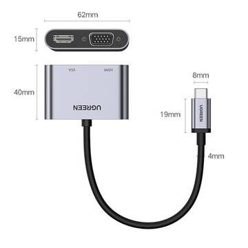 UGREEN ADAPTER HUB USB-C - HDMI / VGA / USB-A 3.0 / USB-C PD