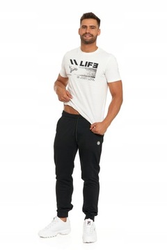 SPODNIE DRESOWE MĘSKIE ZE ŚCIĄGACZAMI CZARNE WYGODNE WIĄZANE MORAJ L