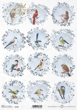 ITD Collection - Decoupage Papier RYŻOWY R1968 Ptaki - A4