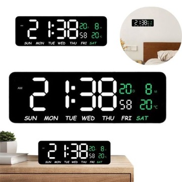 Duży cyfrowy zegar LED na biurko/ ścienny Data Temperatura Budzik