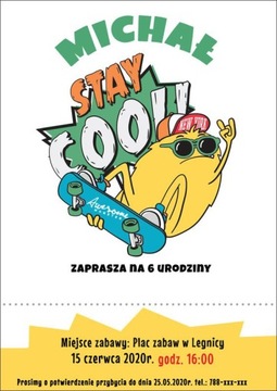 Zaproszenie urodzinowe dla chłopców deskorolka