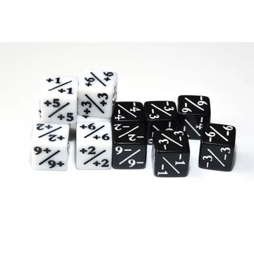 KOSTKA 1,6 CM RPG LICZNIK BONUSÓW NEGATYW CZARNA KOŚĆ SZEŚCIOŚCIENNA K6 MTG