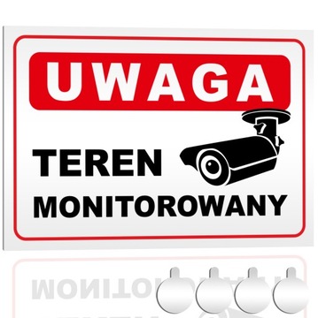 Tabliczka PCV UWAGA TEREN MONITOROWANY Kamera 30x20 Druk UV + przylepce