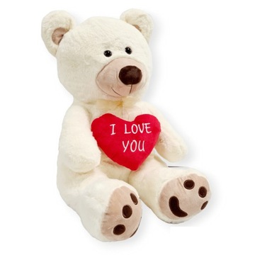 Мишка Тедди в подарок на День святого Валентина Мишка Тедди большой 70 см Белый с сердечком
