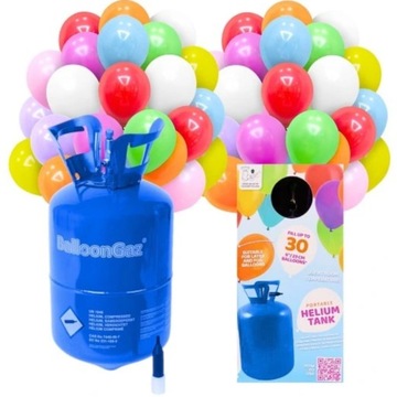 Butla DUŻA z HELEM do balonów IMPREZA URODZINY WESELE CHRZEST + 50 balonów