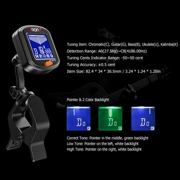 AROMA Clip-on Tuner Mini Portable Digital Tuning