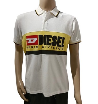 DIESEL koszulka męska polo bawełniana biała logoXL