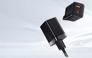 СЕТЕВОЕ ЗАРЯДНОЕ УСТРОЙСТВО 2xUSB QC PD 30 Вт БЫСТРО МОЩНЫЙ USB C USB-C ЧЕРНЫЙ IPHONE 15