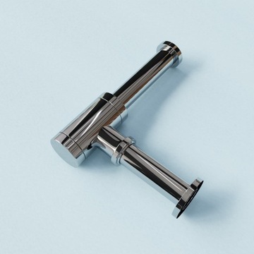 Сифон для умывальника, пробка клик-клак с переливом, латунь, хром