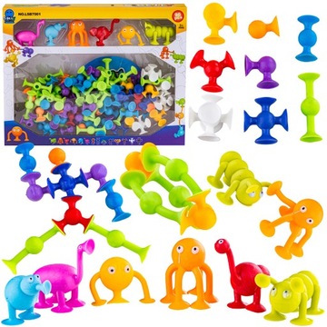 KOLOROWE KLOCKI DLA DZIECI PRZYSSAWKI SILIKONOWE