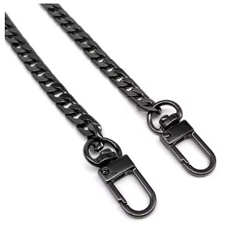 Łańcuszek z karabińczykami do torebki120cm fatty czarny black