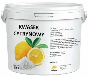 KWASEK CYTRYNOWY spożywczy E330 czysty KWAS CYTRYNOWY 5kg