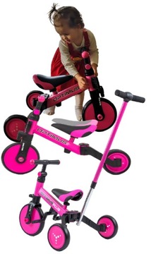 ROWEREK BIEGOWY 4w1 trójkołowy rower dla 1 2 3 latka lat Pink dziecięcy