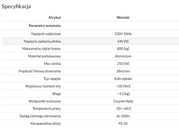 Привод откатных ворот KSE800S 24 В + 4 ламели