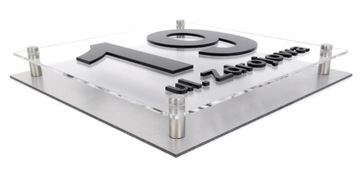 Tablica adresowa adres 3D numer na dom 25x25 szczotkowane aluminium