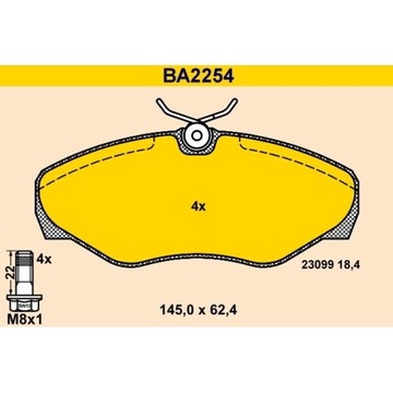 Barum BA2254 Zestaw klocków hamulcowych, hamulce tarczowe