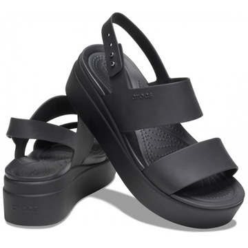 Damskie Sandały Koturn Crocs Brooklyn Low Wedge Czarne r. 36- 42 206453-060