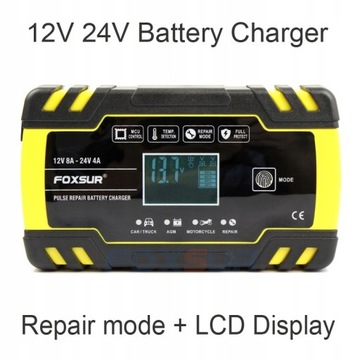 Автомобильное зарядное устройство FOXSUR 12V 8A 24V 4A Touch