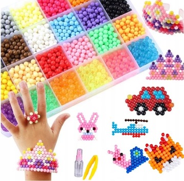 WATER BEADS MAGIC BEADS набор 6000+ штук Подарочные УЗОРЫ AQUA DIY шаблоны