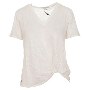 Koszulka PEPE JEANS damska lniana biała przewiewna luźna r. XS