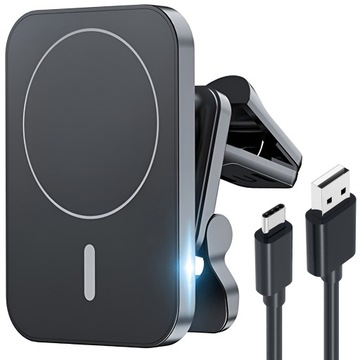 UCHWYT SAMOCHODOWY BEZPRZEWODOWA ŁADOWARKA QI do MAGSAFE do IPHONE 15W