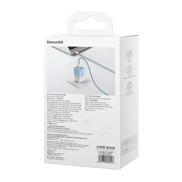 СЕТЕВОЕ ЗАРЯДНОЕ УСТРОЙСТВО BASEUS 2x USB TYP C 1x USB 65W МОЩНЫЙ БЛОК ПИТАНИЯ ДЛЯ НОУТБУКА