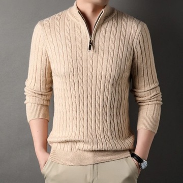 2023 Winter Men's Quarter Zip Sweater Slim Fit Cas