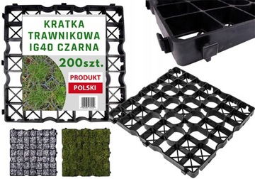 200x Kratka trawnikowa czarna podjazd parking WJAZD CZARNA WZMOCNIENIE HURT